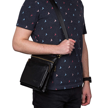 Мужская кожаная сумка 0500302-1 black