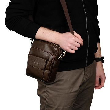Мужская кожаная сумка 5091 коричневая